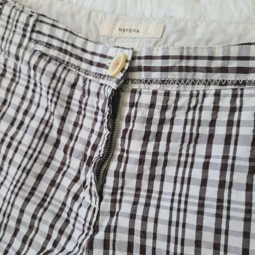 Merona Brown Tan Beige Plaid Casual Shorts,SZ 6